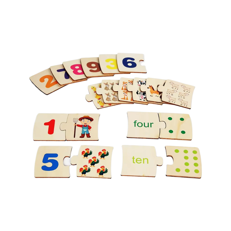 Number Matching Kids Jigsaw Puzzle - Farm Animals - Early Education - 20 Pieces - 1/7 Difficulty