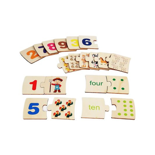 Number Matching Kids Jigsaw Puzzle - Farm Animals - Early Education - 20 Pieces - 1/7 Difficulty