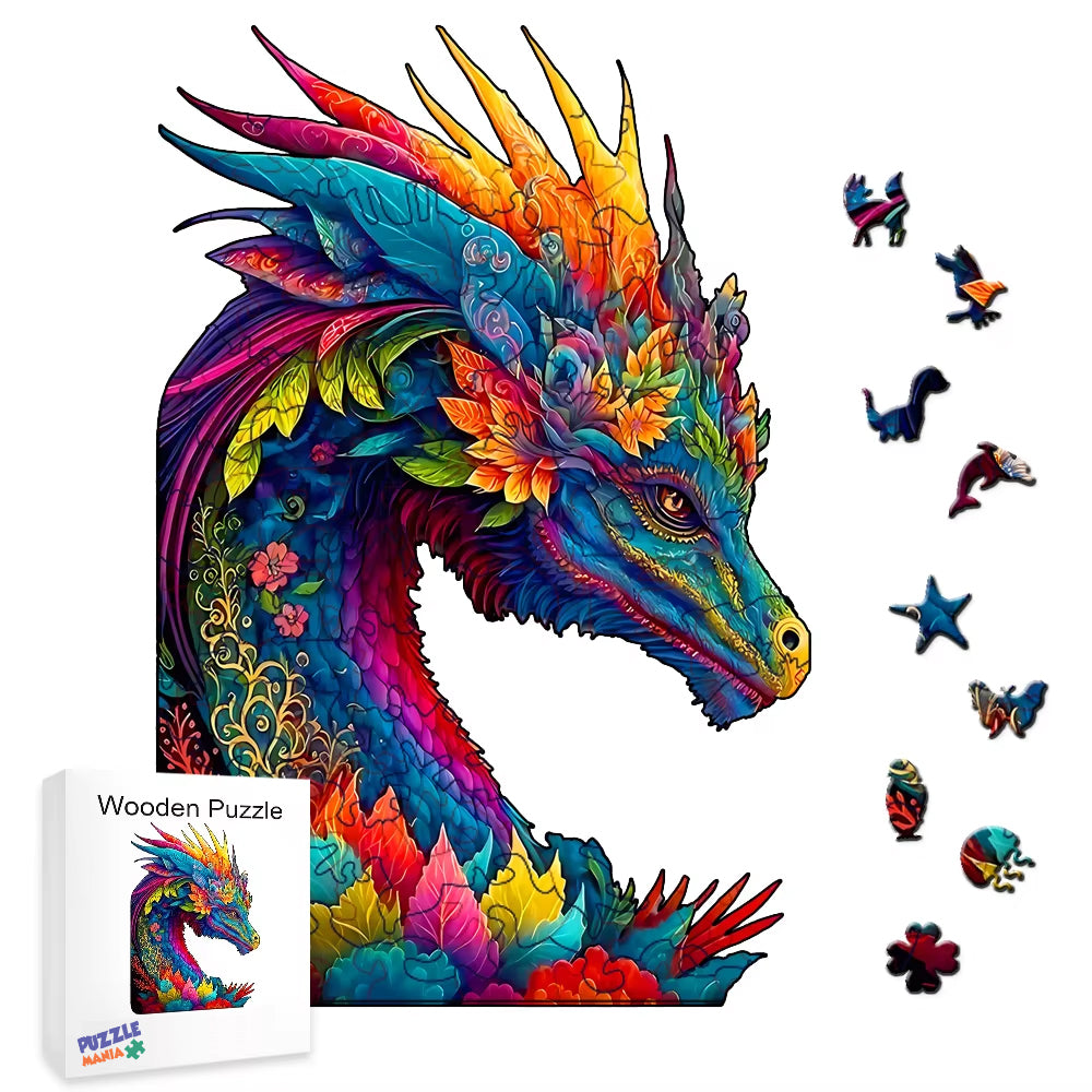 Colourful Dragon High Resolution Wooden Jigsaw Puzzle - A3 - 200 Pieces - 4/7 Difficulty