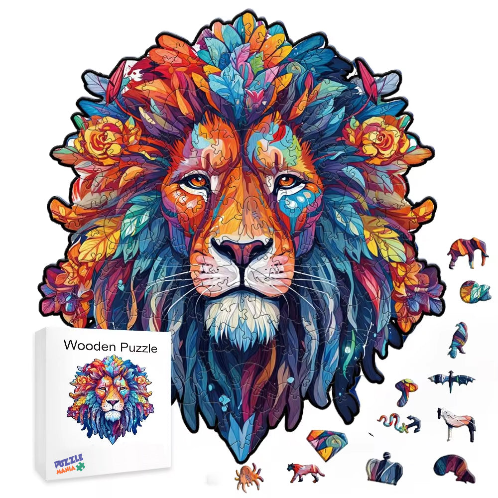 Colourful Lion High Resolution Wooden Jigsaw Puzzle - A3 - 200 Pieces - 4/7 Difficulty