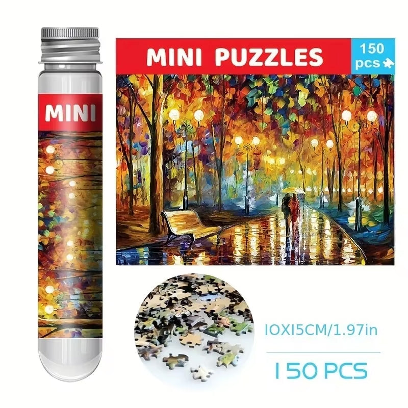 150pcs Mini Test Tube Travel Jigsaw Puzzle - Oil Painting - 3/7 Difficulty