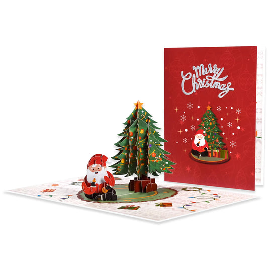 Premium Merry Christmas - Santa Eating Cookies - 3D Pop Up Card