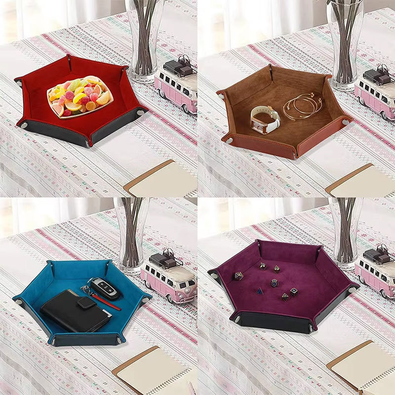 27cm Hexagonal Dice Tray - 4 Colour Options - Folds Flat for Storage Purposes