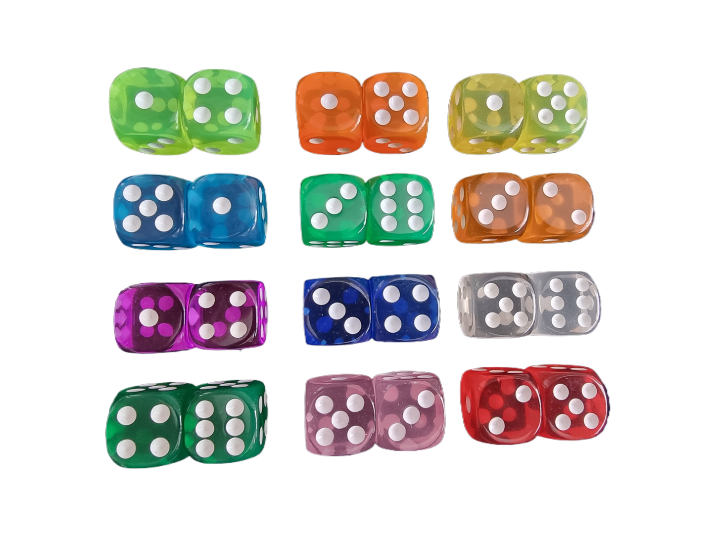 Multicolour Dice 2PCS Set - D6 16mm - 12 Different Colour Options Available