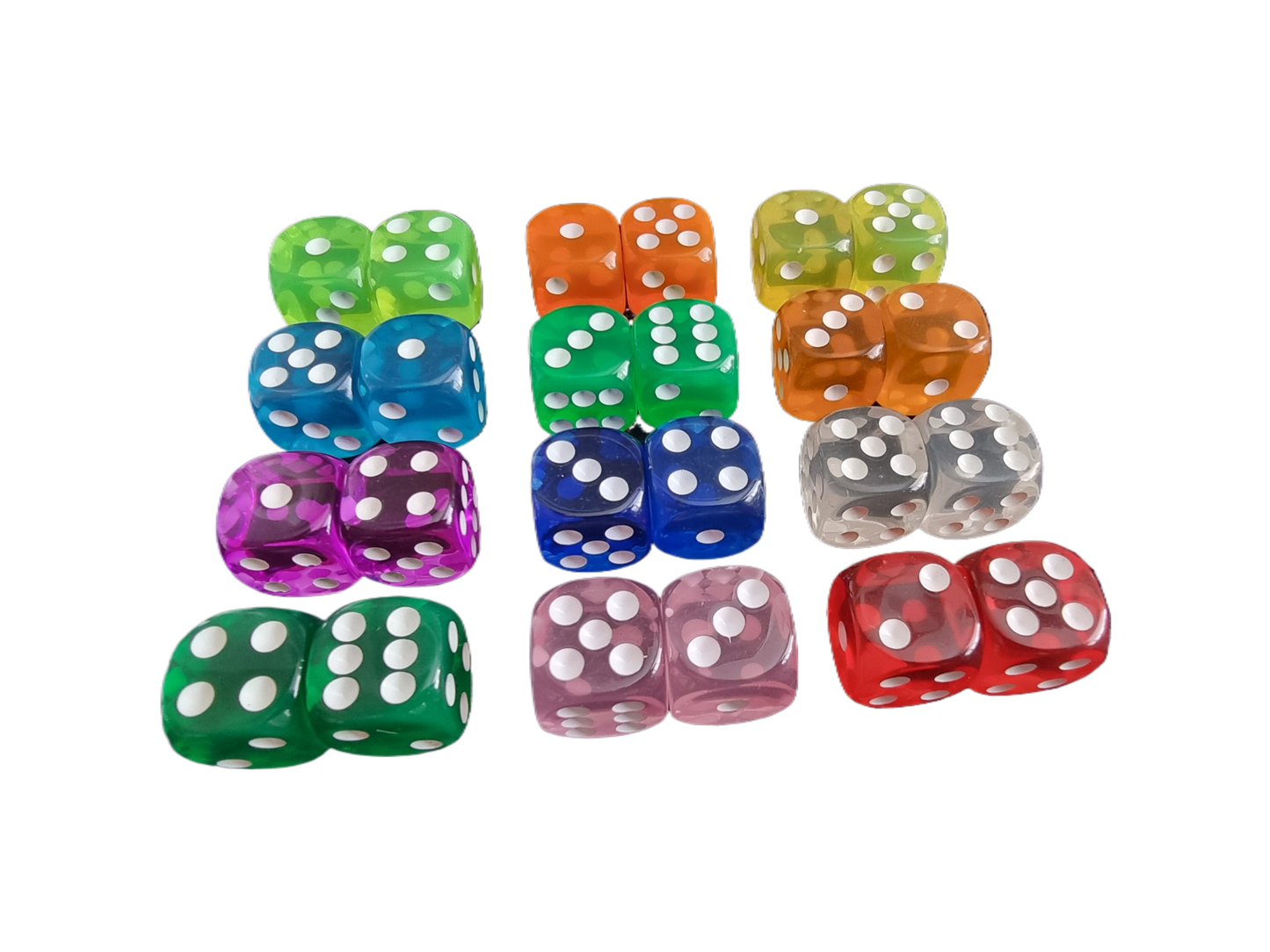 Multicolour Dice 2PCS Set - D6 16mm - 12 Different Colour Options Available