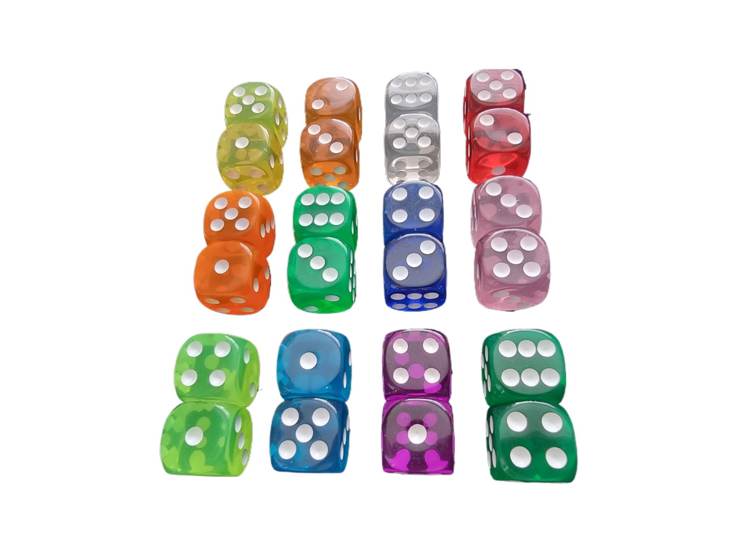 Multicolour Dice 2PCS Set - D6 16mm - 12 Different Colour Options Available