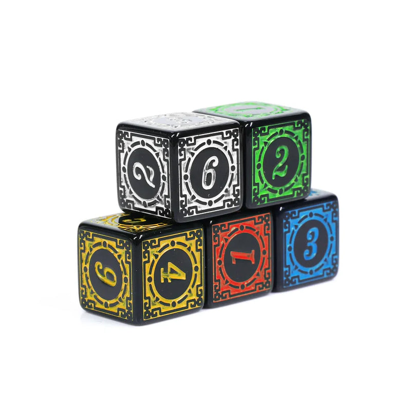 Magic Paint Multicolour Numbered Dice 5PCS Set - D6 16mm - 5 Colours