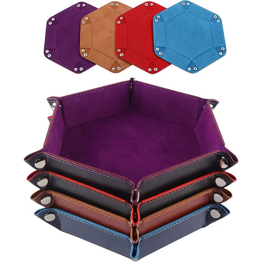 27cm Hexagonal Dice Tray - 4 Colour Options - Folds Flat for Storage Purposes