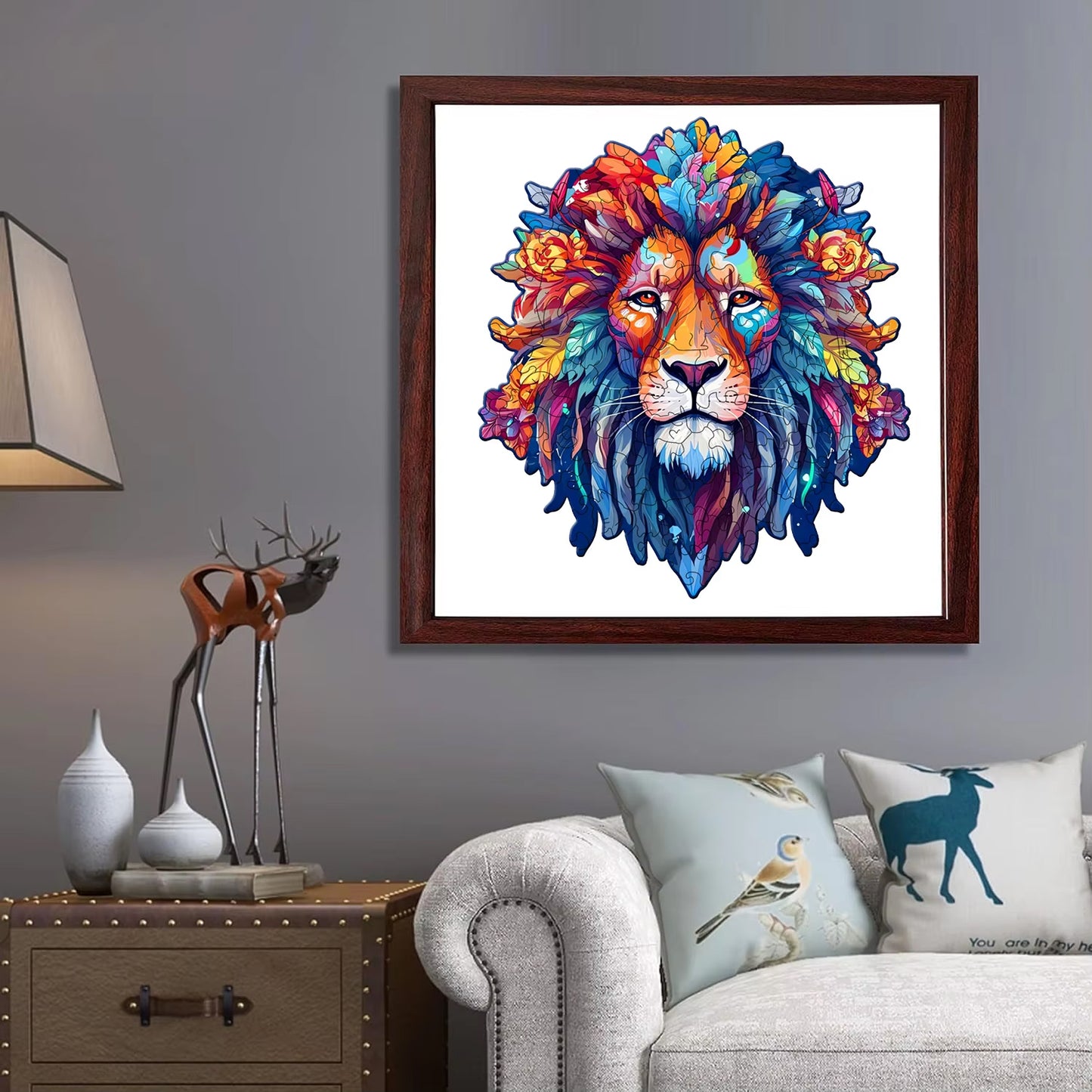 Colourful Lion High Resolution Wooden Jigsaw Puzzle - A3 - 200 Pieces - 4/7 Difficulty