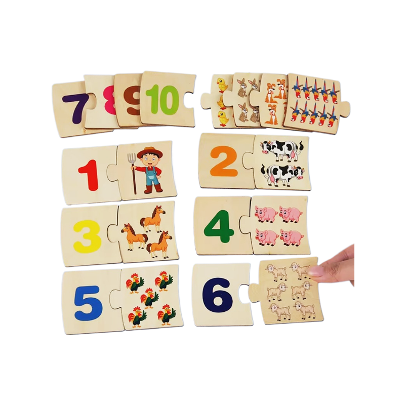 Number Matching Kids Jigsaw Puzzle - Farm Animals - Early Education - 20 Pieces - 1/7 Difficulty