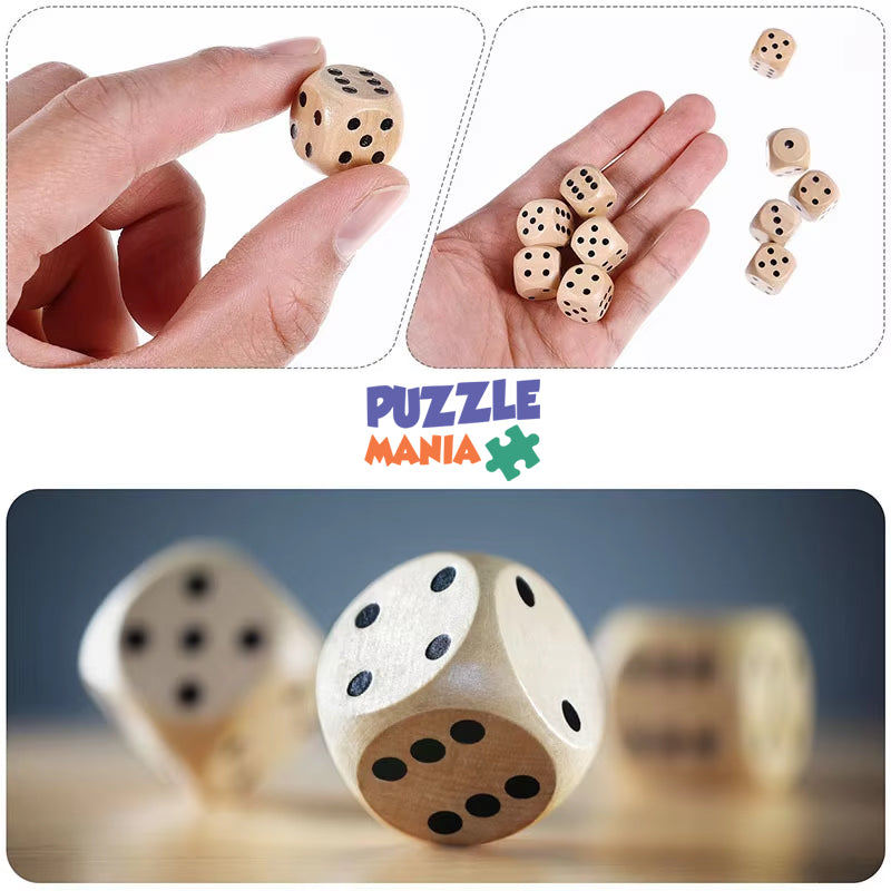 Wooden Dice 2PCS Set - D6 16mm - Multiple Qty Options Available