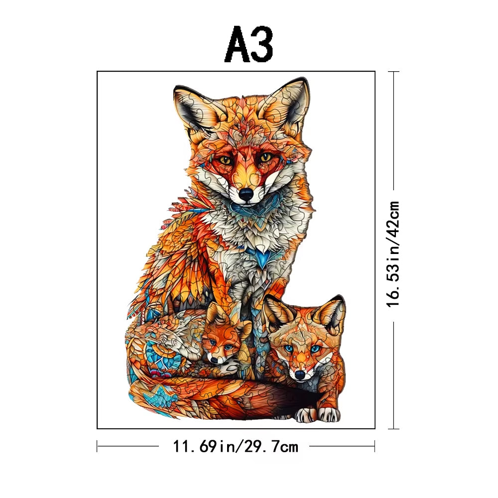 Colourful Fox High Resolution Wooden Jigsaw Puzzle - A3 - 200 Pieces - 4/7 Difficulty