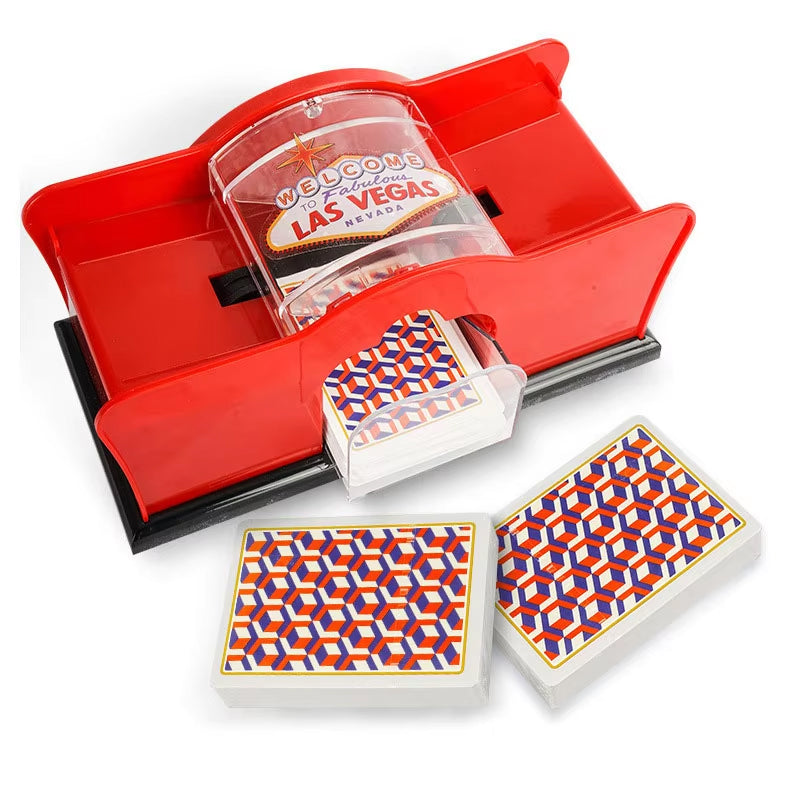 Manual 2 Deck Card Shuffling Machine with Hand Crank - Red – Puzzle Mania
