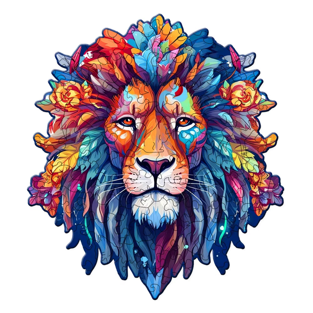 Colourful Lion High Resolution Wooden Jigsaw Puzzle - A3 - 200 Pieces - 4/7 Difficulty