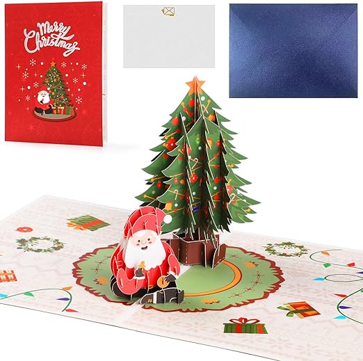 Premium Merry Christmas - Santa Eating Cookies - 3D Pop Up Card