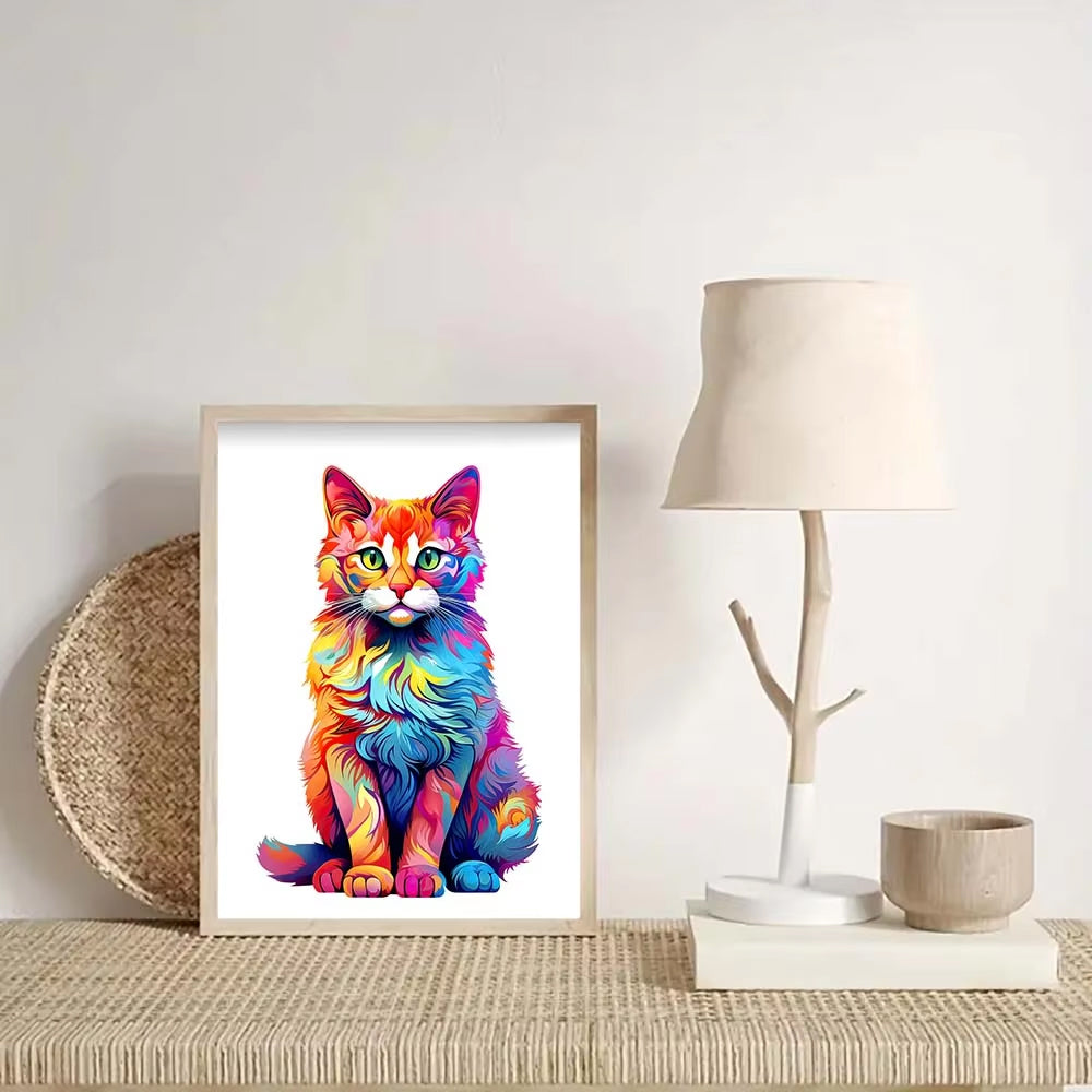 Colourful Cat High Resolution Wooden Jigsaw Puzzle - A3 - 200 Pieces - 4/7 Difficulty