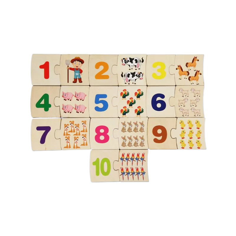 Number Matching Kids Jigsaw Puzzle - Farm Animals - Early Education - 20 Pieces - 1/7 Difficulty