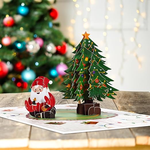 Premium Merry Christmas - Santa Eating Cookies - 3D Pop Up Card