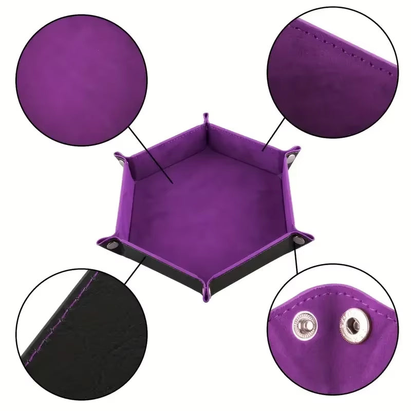 27cm Hexagonal Dice Tray - 4 Colour Options - Folds Flat for Storage Purposes