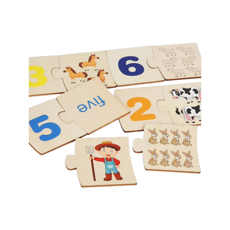 Number Matching Kids Jigsaw Puzzle - Farm Animals - Early Education - 20 Pieces - 1/7 Difficulty