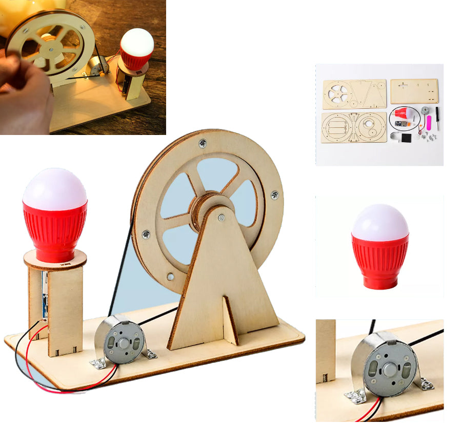 Mini Wooden Hand Crank Light Power Generator - DIY Build - Easy