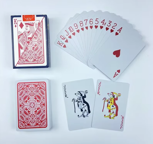 Deck of 52 Plastic Playing Cards - Red - Bridge Size