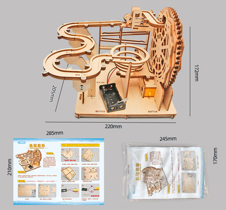 Electric Wooden Marble Run -  DIY Build - Easy - 3/7 Difficulty