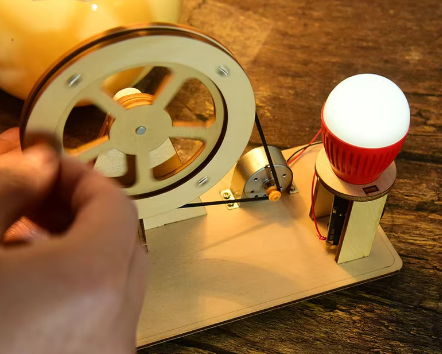 Mini Wooden Hand Crank Light Power Generator -  DIY Build - Easy - 3/7 Difficulty